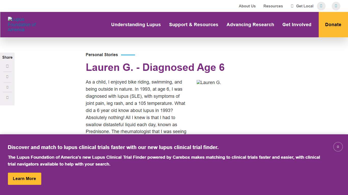 Lauren G. - Diagnosed Age 6 Lupus Foundation of America